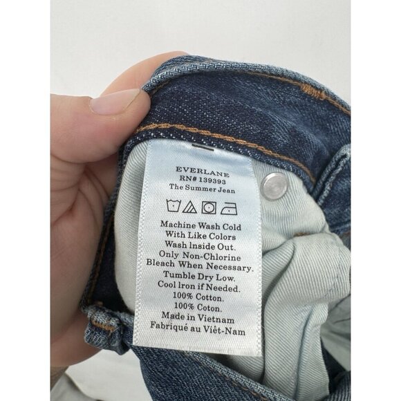 Everlane The Summer Jean Size 29 Regular Blue Wash Straight Leg Distressed Ankle - Picture 6 of 12